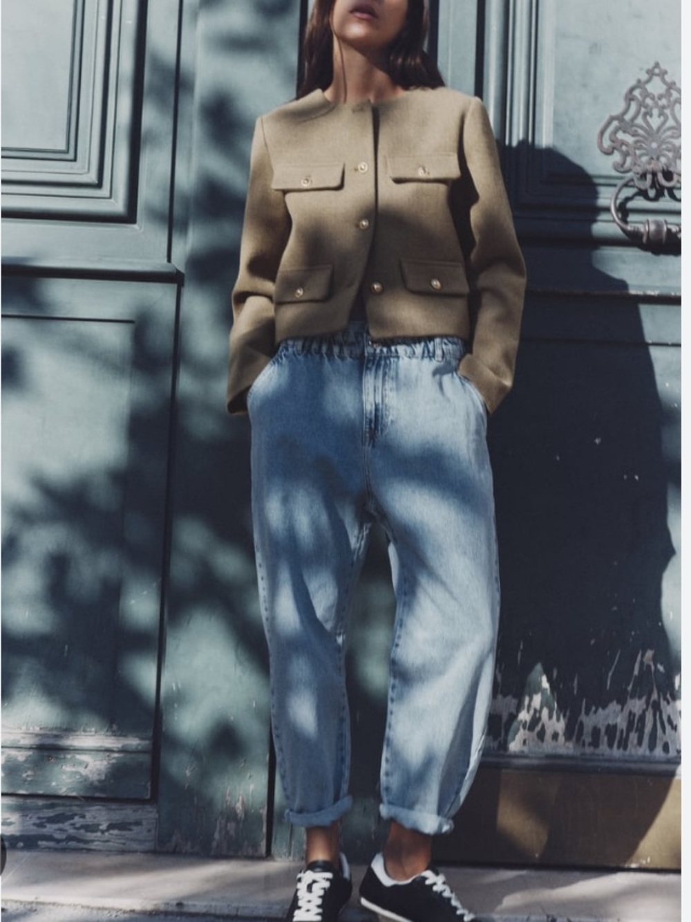 Zara High Waisted Paperbag Baggy Jeans